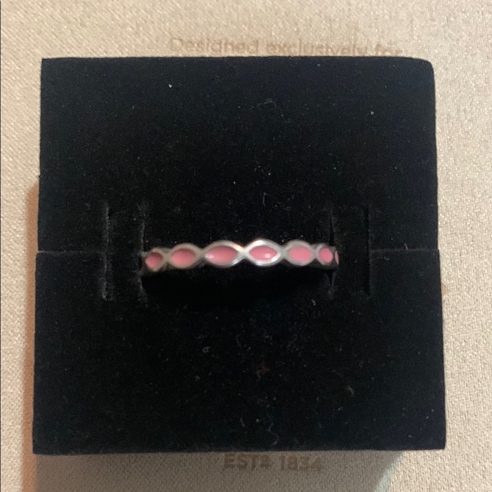 Authentic Pandora Sterling and Pink Enamel Ring